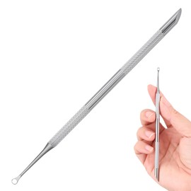 1 Pcs Manicure Pusher, cuticle pusher, cuticle remover tool | Dual-End Metal Orange Stick (Slanted + Loop) for Cuticle Care, Gel Polish Cleanup & Sterilizable Nail Tool