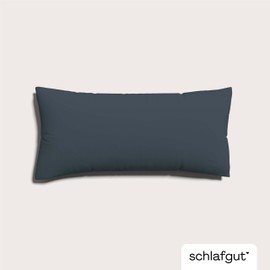 schlafgut Woven Satin Cushion Cover 40 x 80 cm Grey Deep Plain in Premium Hotel Quality, Pillowcase Single with 100% Soft Cotton