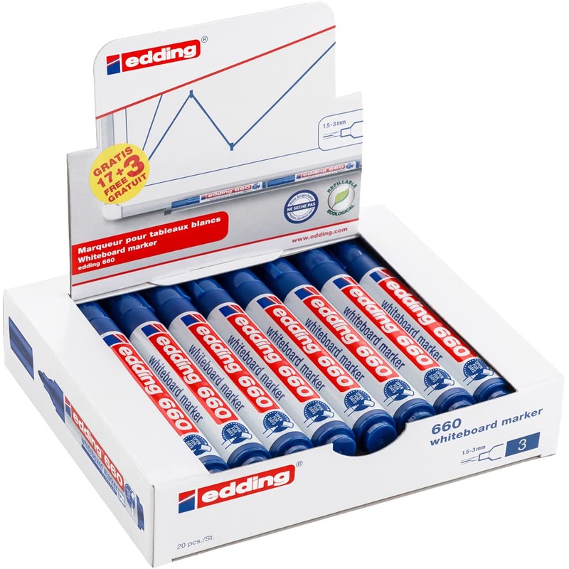 edding 660 whiteboard marker - blue - 20 whiteboard pens