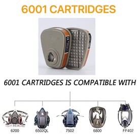 5 Pairs 6001 Filter for Respirator Mask, Dust Gas Organic Vapor Activated Carbon 6001 Cartridges Filters Compatible with 6200, 6502, 6800, 7502 Respirator