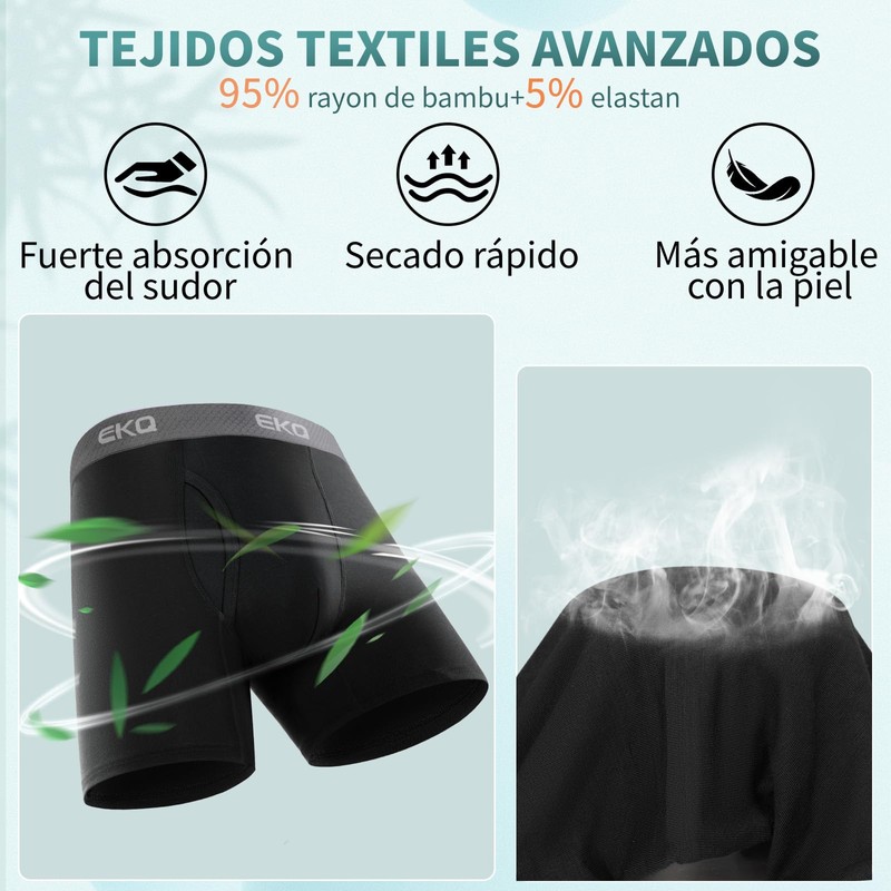 EKQ Boxer Hombre Bambu 6 Piezas Ropa Interior Hombre Calzones