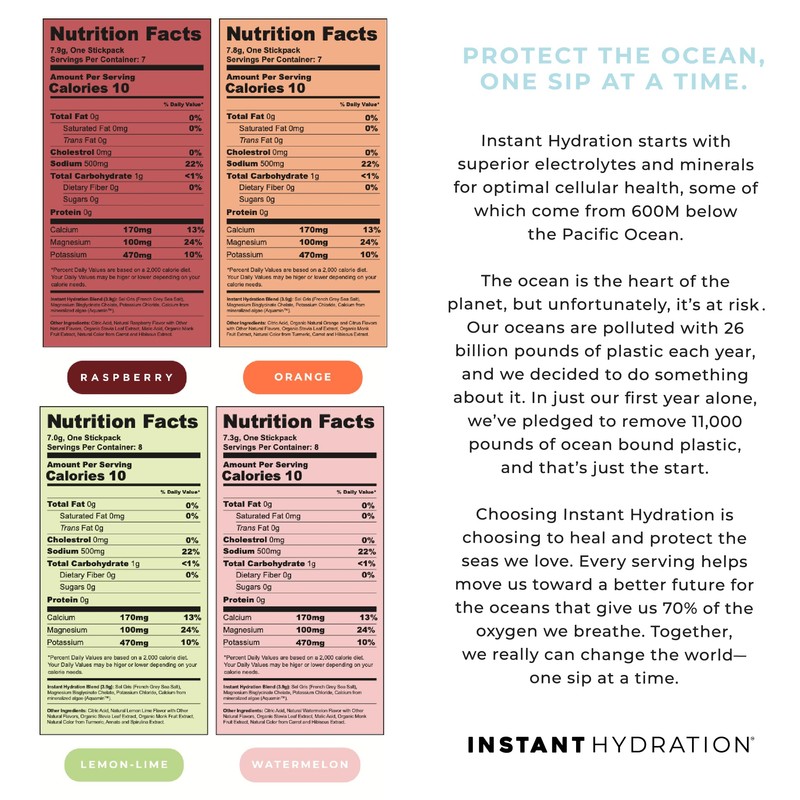 Instant Hydration Electrolytes Powder Packets - Variety Pack - Zero