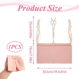 EuAcesry Baby Bed Organiser, Baby Nursery Hanging Bed Organiser with 2 Pockets, Bed Bag, Toy Bag, Storage Bags for Beds, for Nappies, Clothes, Toys (Pink)