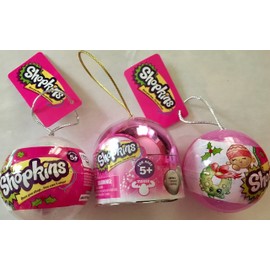 Shopkins Christmas Stocking Bundle! (2 Ornament Baubles and 1 Exclusive Metallic Ornament) Colors May Vary