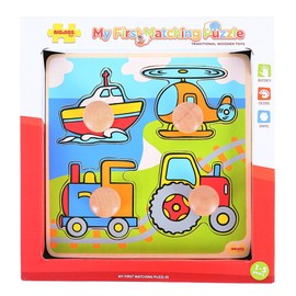 Bigjigs Toys Wooden My First Peg Puzzle Transport - Quality Peg Puzzle for 1 Year Old, Fine Motor Skills Toys for Babies & Toddlers, First Jigsaw Puzzle