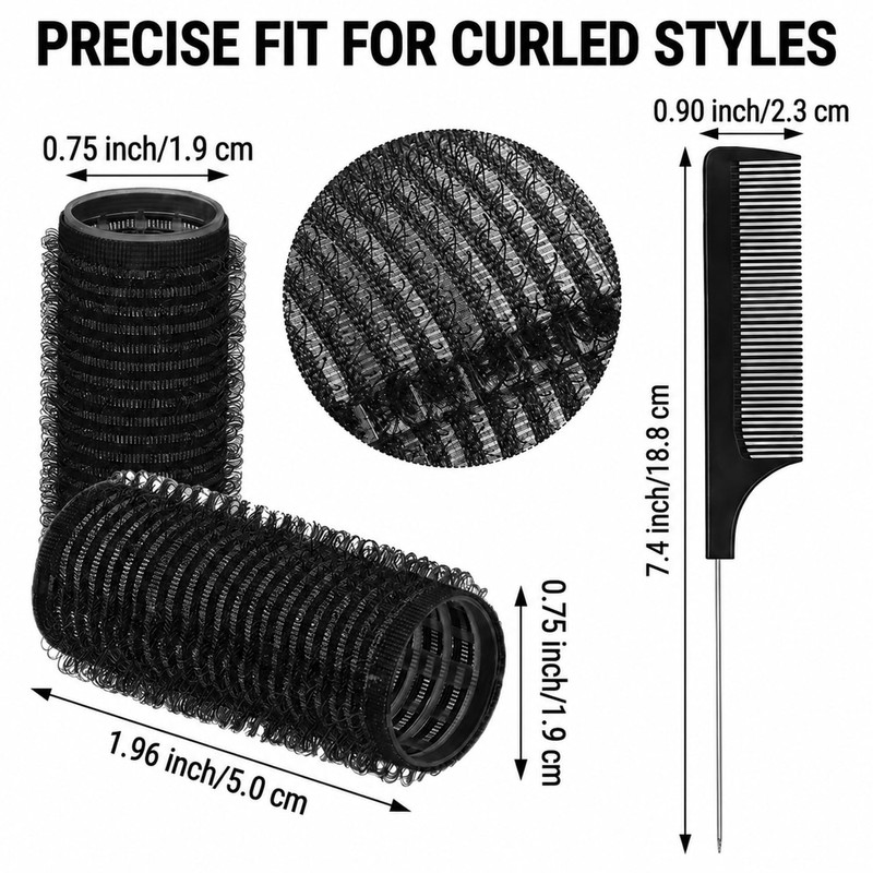 19PCS Self Grip Small Hair Rollers for Women Heatless Velcro