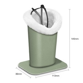 Fintie Plush Lined Eyeglasses Holder with Magnetic Base- Premium Vegan Leather Glasses Stand Case, Sage Green