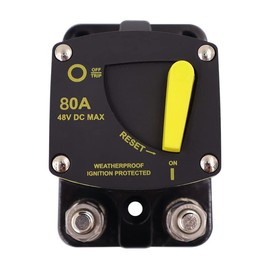 Circuit Breaker 50-300A Car Fuse Circuit Breaker, Manual Reset Fuse, 12-48V DC Automatic Fuse Switch for Motor Car Marine Boat Bike Stereo Audio (80A)
