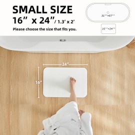 White Bath Mat, Bathroom Rugs Non Slip Washable Thin Absorbent Quick Dry Bath Mat Fits Under Door Bathroom Floor Mat Perfect for Bath, Shower, or Sink 16"x24" White