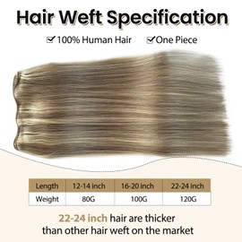 Sew in Hair Extensions Real Human Hair Light Blonde Highlights Remy Weft Hand Tied 20 Inch 100G - Ash With Platinum Blonde Highlights