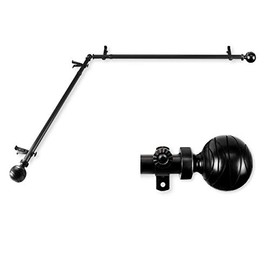 A&F Rod Decor - Ferrero Corner Window Curtain Rod 66-120 inch (Each Side) - Black