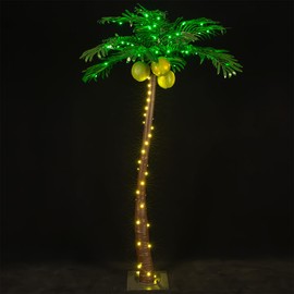 TYBEEU 5ft Lighted Palm Tree 136 LED Lights with Glowing Coconuts - Dimmable, UL Certified, Waterproof - Ideal for Indoor and Outdoor Decoration
