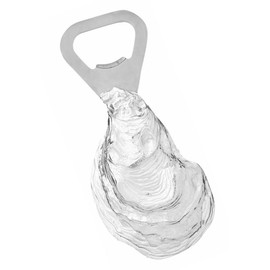Basic Spirit Oyster Shell Pewter Bottle Cap Opener Coastal Shellfish Ocean Pearls