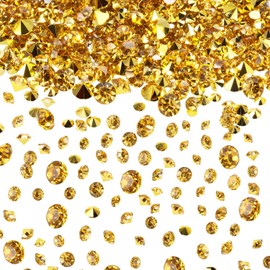 10000 Clear Wedding Table Scatter Confetti Crystals Acrylic Diamonds Rhinestones for Table Centerpiece Decorations Wedding Decorations Bridal Shower Decorations Vase Beads (Gold, 3 mm, 6 mm and 10 mm)