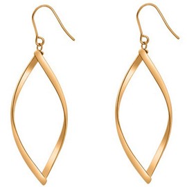 Stainless Steel Rhombic Wave Shaped Simple Plain Dangle Earrings (Gold)