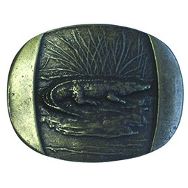 BELTINGER Belt Buckle Crocodile 4.0 cm | Buckle Interchangeable Buckle Belt Buckle 40 mm Solid | for Hunting Outfit, Old Brass
