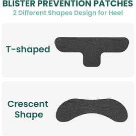 Welnove Blister Prevention Patches, 16 Sheets Moleskin for Shoes (Not for Skin), Protect Heel from Rubbing Shoes, Black - Assorted Shapes