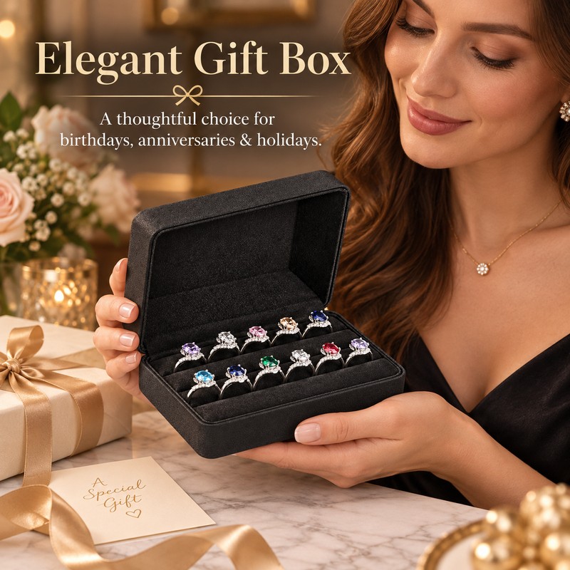 PU Leather Ring Jewelry Box – Multi-Ring Organizer with Velvet