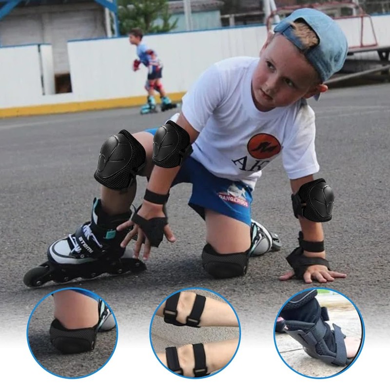 Casenly Children's Knee Pads, 6-in-1 Protective Equipment, Inline Pads, Adjustable