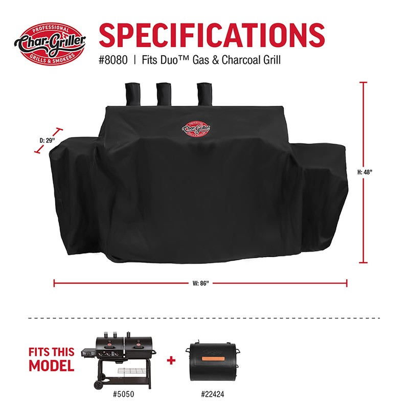 Char-Griller® 3-Burner Dual Fuel Expandable Propane Gas and Charcoal Outdoor
