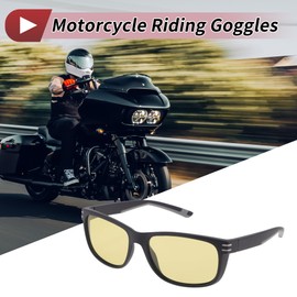 X AUTOHAUX 1 Set Motorcycle Riding Goggles Anti-glare Tri-Acetyl Cellulos PC UV400 Cycling Sunglasses Yellow Lens Black Gray Frame