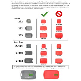 Pyrex (1) C-232 2qt Easy Grab Glass Baking Dish & (1) C-232-PC Red Easy Grab Lid