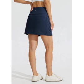 Willit - Faldas de golf para mujer, con bolsillos con cierre, cintura alta, elásticos, secado rápido, atlético, tenis informales, marino, 8
