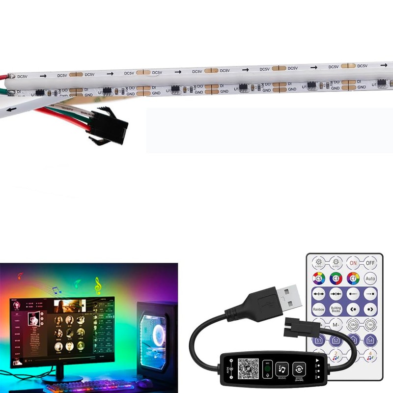 Cleiscry - Kit de tira LED USB 1903, 1 m