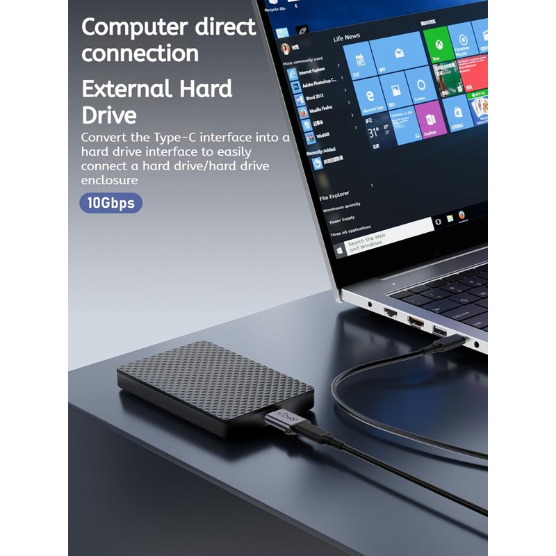 WITRN Micro USB B to USB A/C Male Adapter,USB 3.0