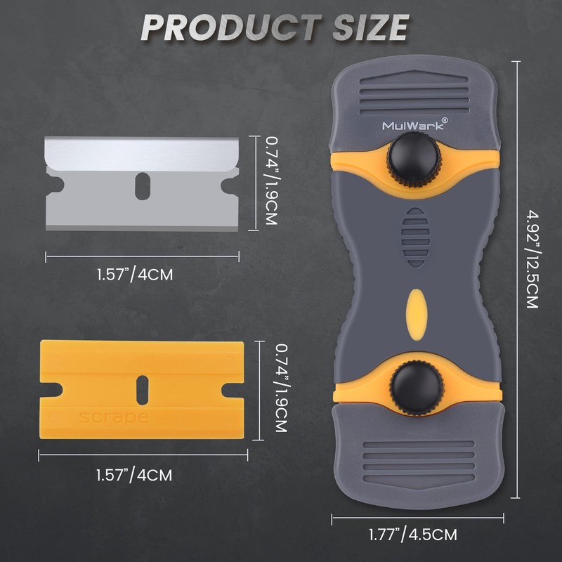 MulWark Razor Blade Scraper, 2Pack Razor Scraper Tool with 100PCS