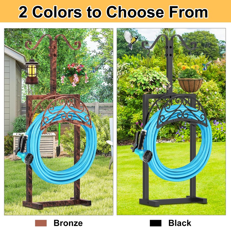 Ouinis Garden Hose Holder Hanger Freestanding, Upgraded 4 Spikes Heavy