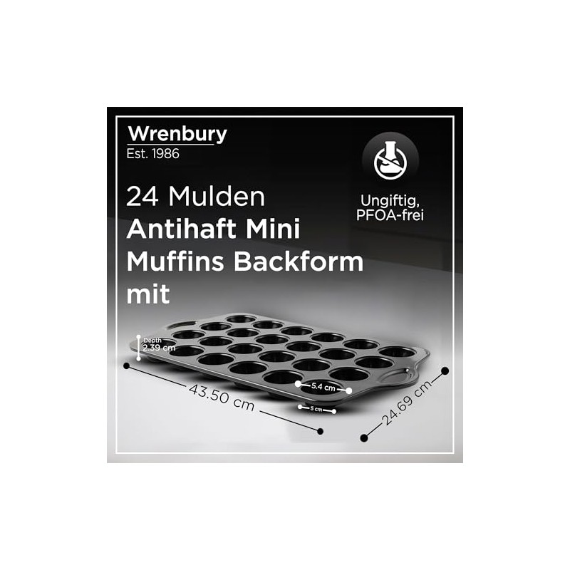 Wrenbury Mini Muffin Mould for 24 Mini Muffins - Non-Stick