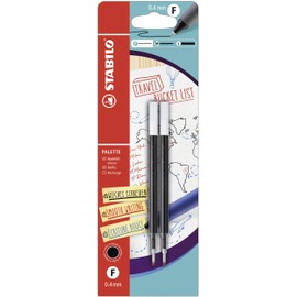 Retractable Gel Pen - STABILO PALETTE Refills - Pack of 2 - Black
