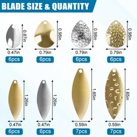 Spinner Blades for Lure Making,50pcs Easy Spin Colorado Willow Blades Kit Gold Silver Spoon Rigs Spinnerbait Blade DIY Fishing Lure Accessories for Spinner Baits Walleye Rig Making