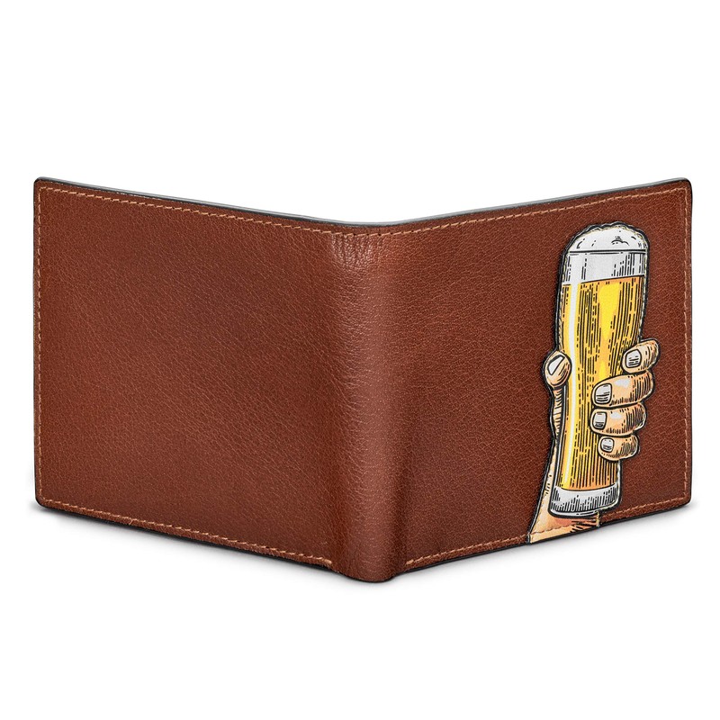 Yoshi Cheers Men's Leather Wallet, Genuine Brown Leather Wallet, RFID