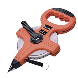 Edward Tools Measuring Tape Reel - Inches/Metric Long Measuring Tape - Heavy Duty Fiberglass Blade - For surveying, sports, logging - Quick retractable Design - Universal Grab Hook (100 FT/30M)