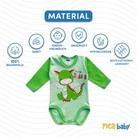 MEA BABY Unisex Baby Long-Sleeved Bodysuit 100% Cotton in 5 Pack, Baby Long-Sleeved Bodysuit with Print, Baby Long-Sleeved Body for Girls, Baby Long-Sleeved Body for Boys - Boys., size: 68