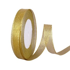 EliteKoopers Gold 12MM Metallic Glitter Sparkle Ribbon for Wedding Gift Wrap Craft Christmas - 25 Yards