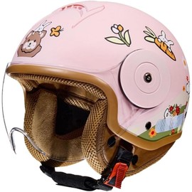 Retro Kids 3/4 Motorcycle Half Helmet,DOT Approved Toddler Vintage Open Face Electric Scooter Go-Kart Dirt-Bike ATV Youth Child Moped Bicycle Helmets for 2-14 Years Old(Pink)