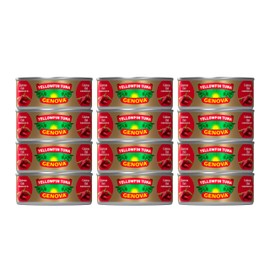 Genova Premium Yellowfin Tuna in Calabrian Chili Infused Olive Oil, 5 Ounce Cans (Pack of 12), Wild Caught Tuna, Solid Light