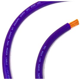 50 ft CCA 1/0 Gauge Oversized Purple Power Ground Wire Sky High Car Audio