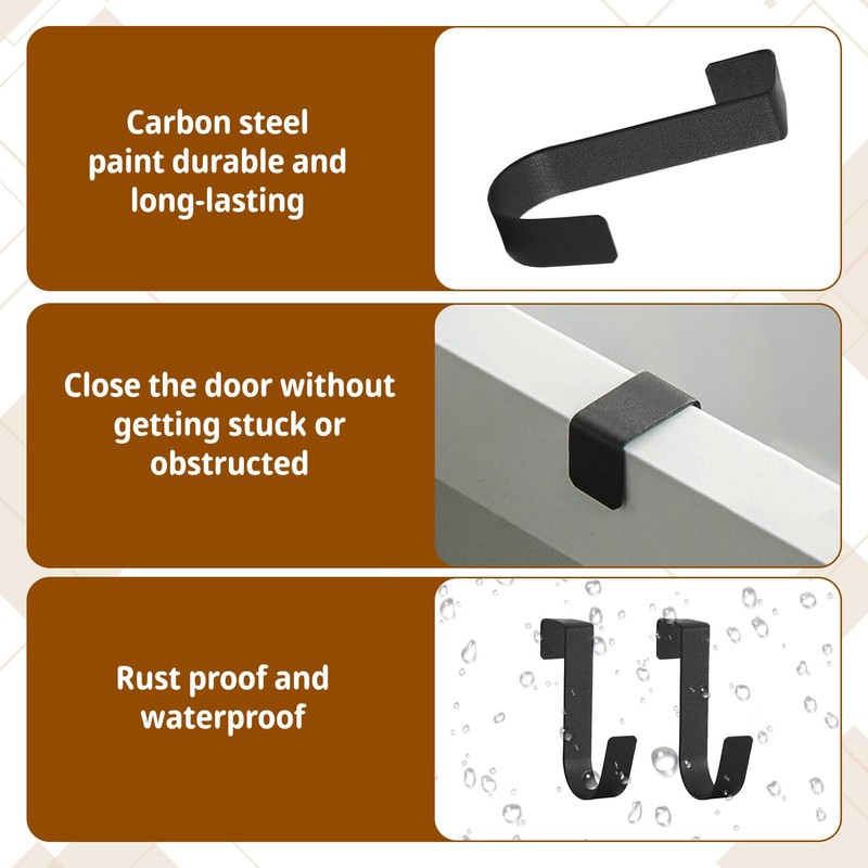 Eophmi Over Door Hook Black,2 PCS Black Over Door Hooks