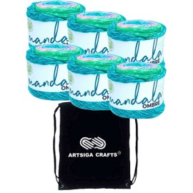 Lion Brand Mandala Ombre Balance 551-209 (6-Skeins - Same Dye Lot) Worsted Medium #4 Acrylic Yarn for Crocheting and Knitting with Project Bag