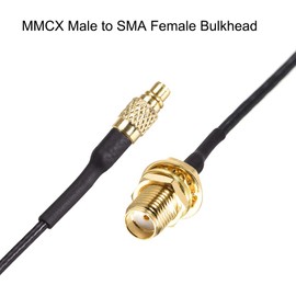 sourcing map MMCX Male To SMA Female Bulkhead,Pigtail Antenna Coaxial RF1.37 Low Loss Cable,RF Coaxial Connector,8inch