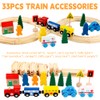 Hojalis Wooden Railway Set, 35 Pieces Railway, Electric Locomotive Wooden