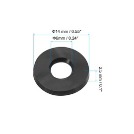 PATIKIL M6 Rubber Flat Washer, 24 Pack 6mm ID 14mm OD 2.5mm Thick Sealing Spacer Gasket Ring for Faucet Pipe Water Hose Fastener Bolt, Black