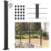 Gyykzz 36" Black Cable Railing Post, Fixed Top Level Drilled