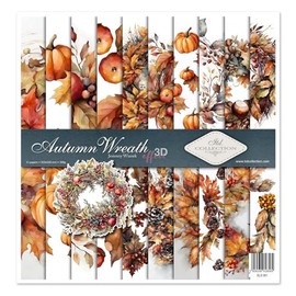 ITD Collection - Scrapbook Paper - Scrapbooking Set - Motif Paper for Crafts - Decorative Paper 12 x 12 Inches - 310 x 310 mm - 10 Sheets + 1 - Autumn Wreath - SLS-081