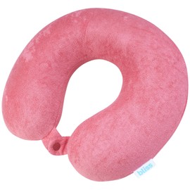 Bliss Neck Pillow - Lightweight U-Shaped Memory Foam Travel Neck Pillow with Snap Closure for Airplanes, Traveling, Offices, Cars, Size One Size, Hibiscus Terry | Bliss