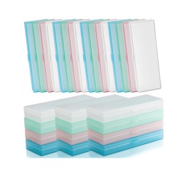 36 Pcs Plastic Pencil Case Bulk Hinged Lid and Snap (White Pink Blue Green)